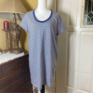 Universal Thread Short Sleeves V-Neck 100% Cotton Stripes T-Shirt Dress 2XL